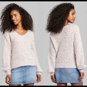 Wild Fable V-Neck Fuzzy Pullover Sweater